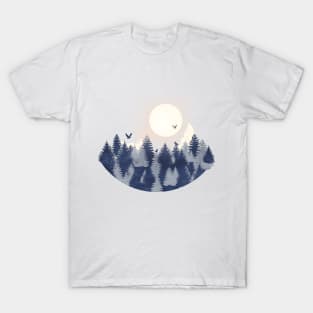 Winter landscape forest with snowy owls T-Shirt